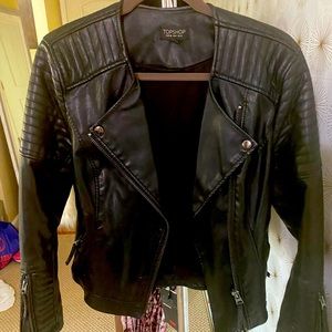 Vegan leather top shop moto jacket size 8